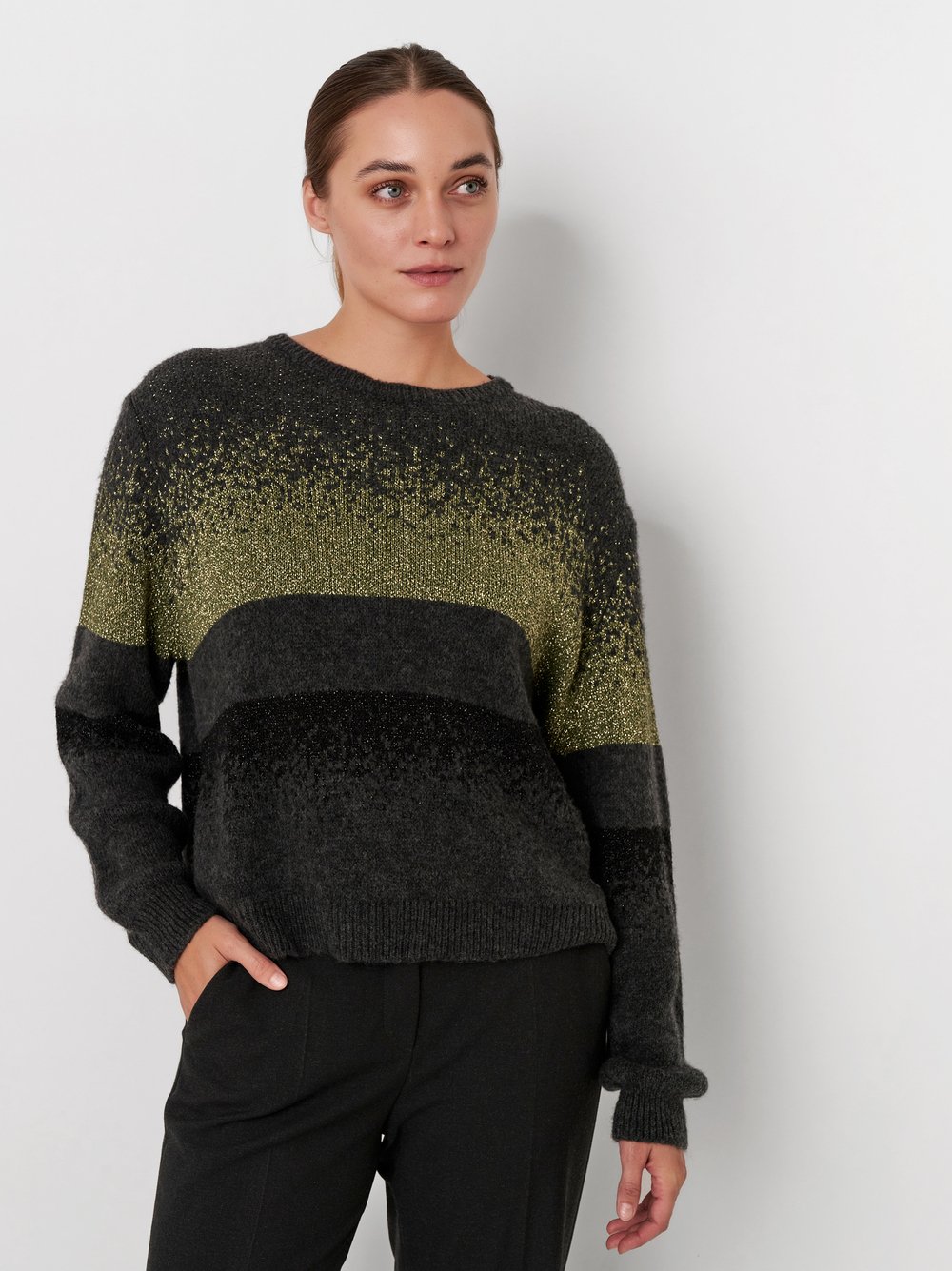 Pullover mit Glitzereffekt | Style »Hedi« grey/gold