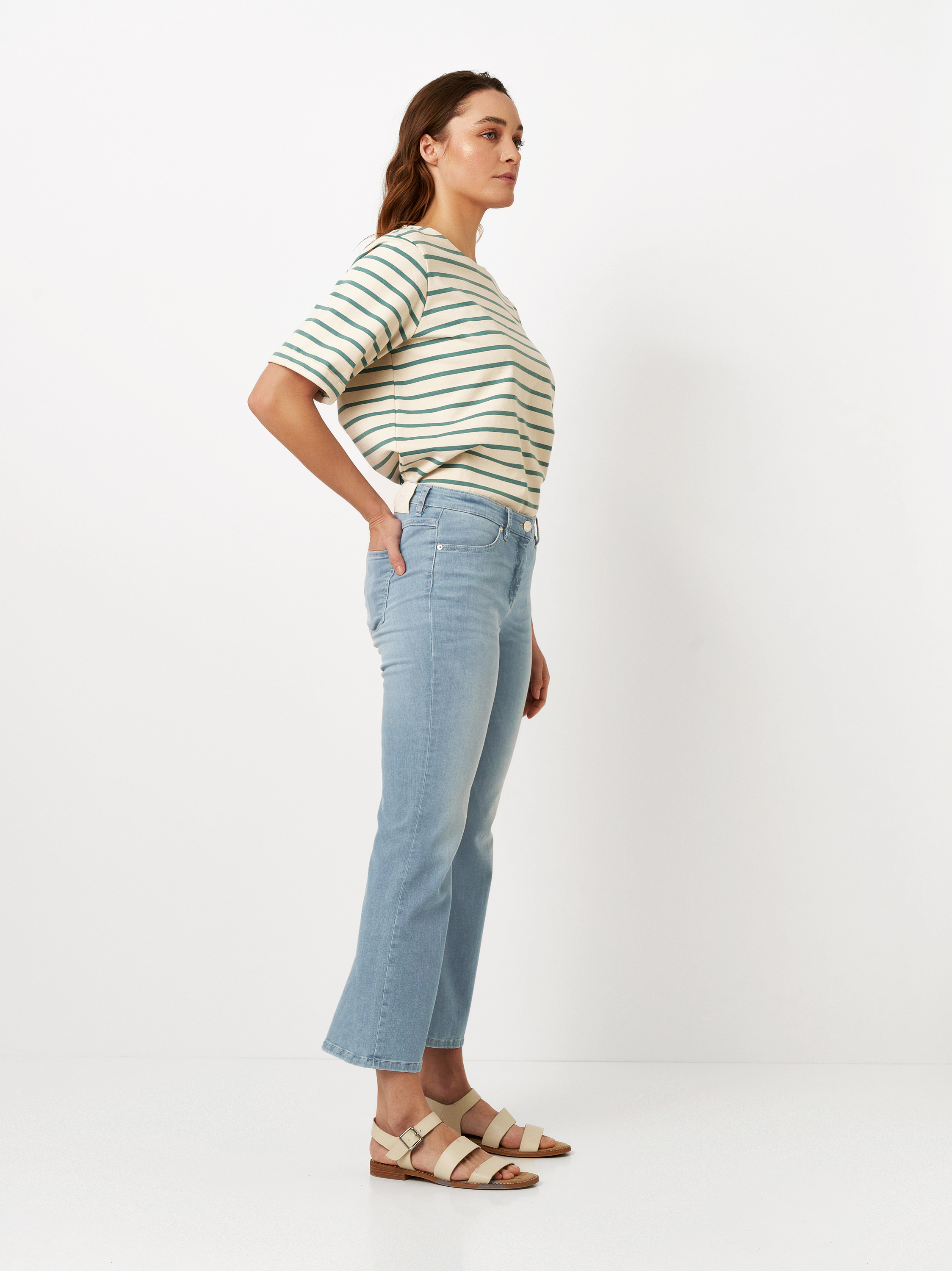 Flared 7/8-jeans | Style »Perfect Shape« light blue