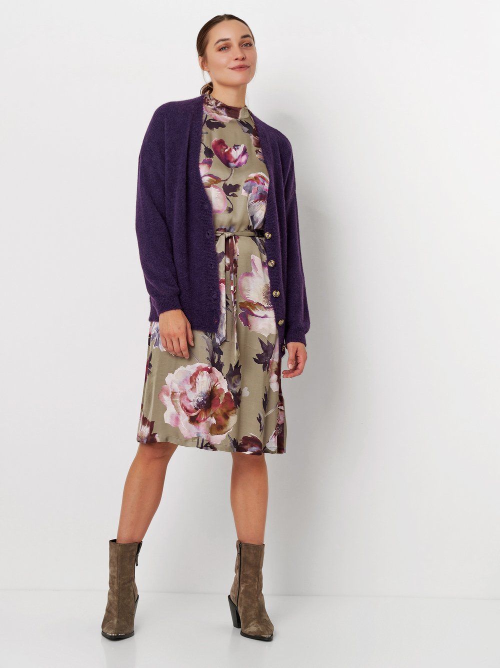 Blusenkleid mit Flowerprint | Style »Milla« multicolour khaki