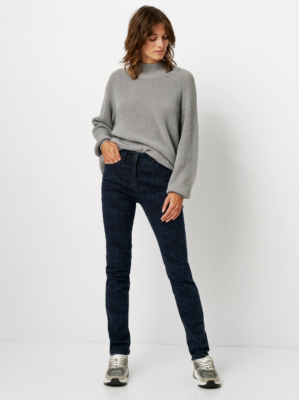 Dezent gemusterte Slim-Fit | Style »be loved« dark blue