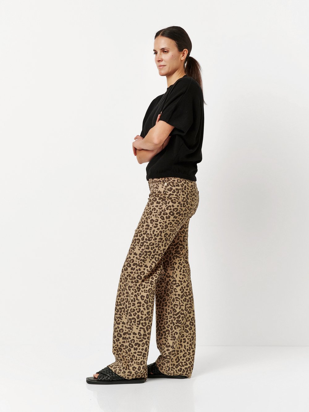 Wide Leg mit Leoprint | Style »Ella« brown