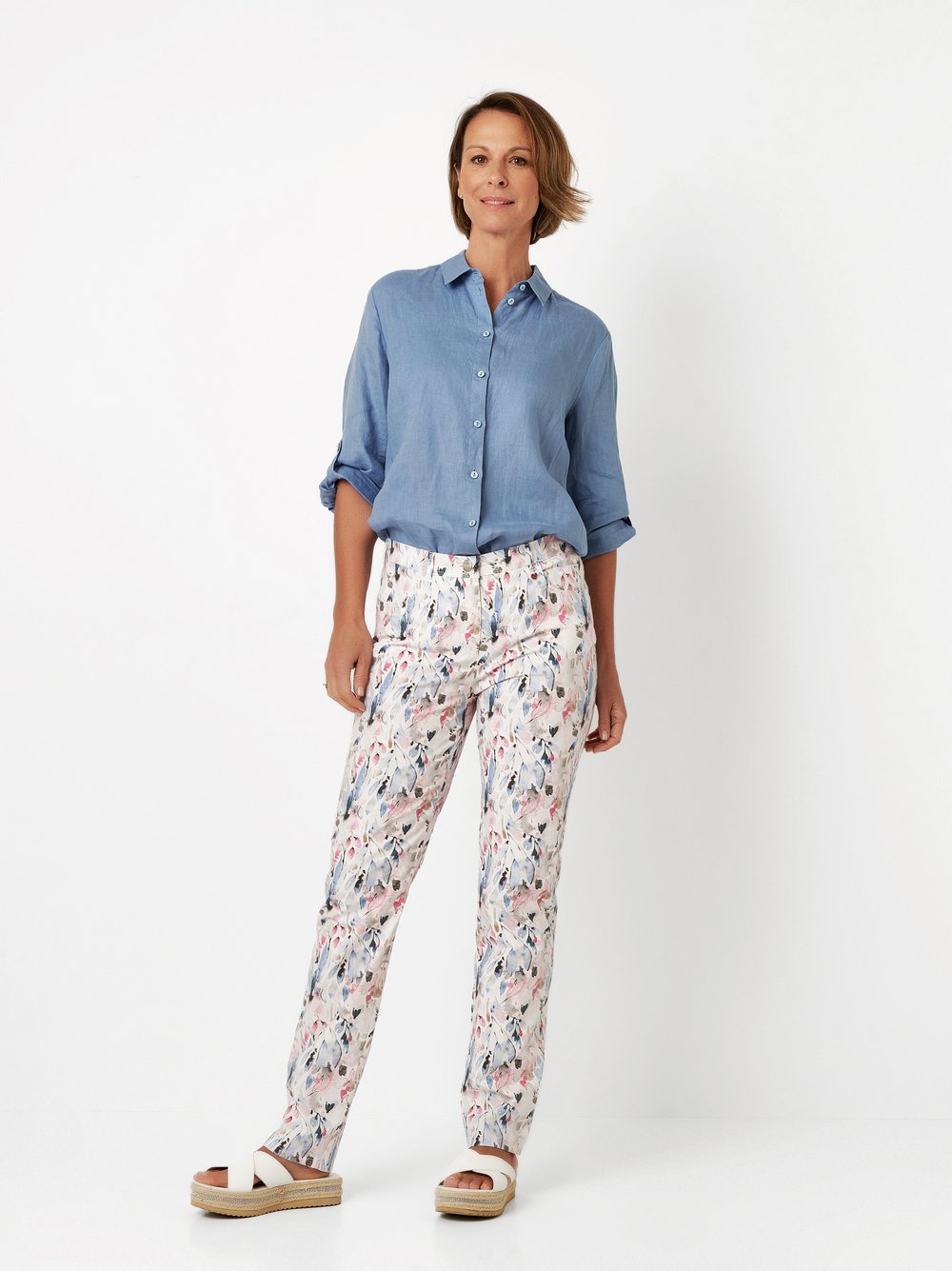 Slim-Fit Hose mit Blumenmuster | Style »Meine beste Freundin« multicolour