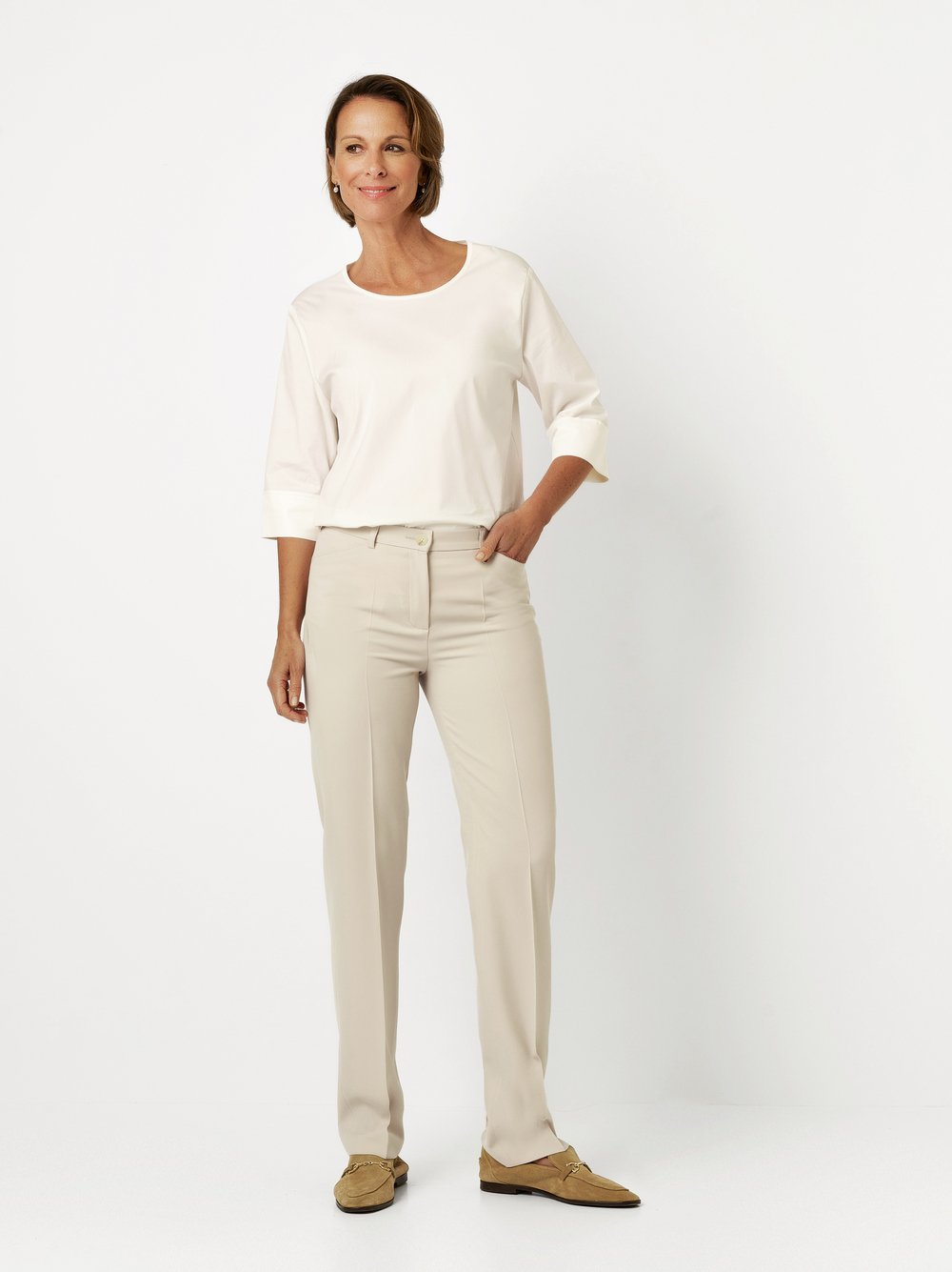 Knitterfreie Bügelfaltenhose | Style »Steffi« beige