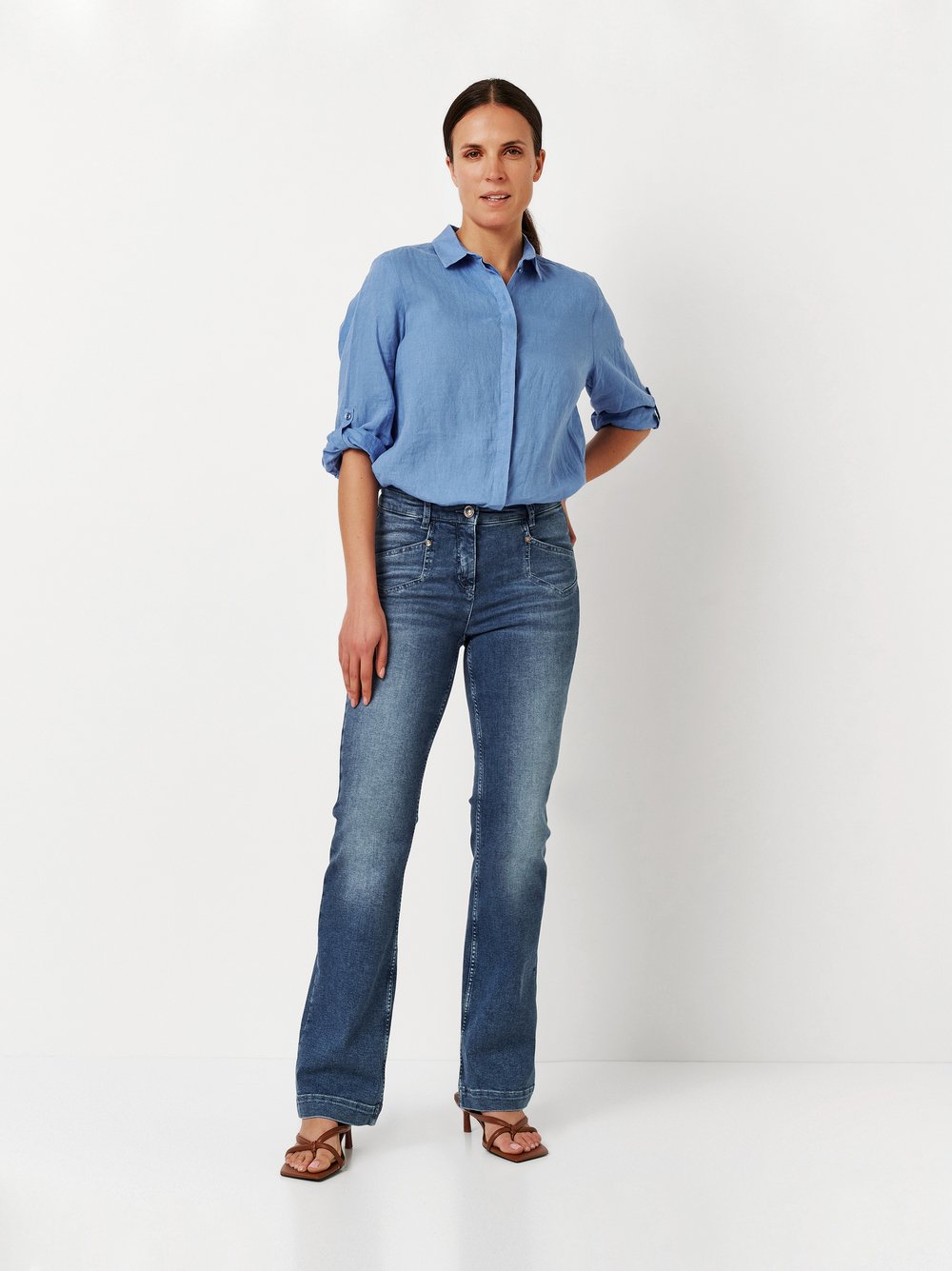 Bootcut-Jeans mit Waschung | Style »Perfect Shape« mid blue