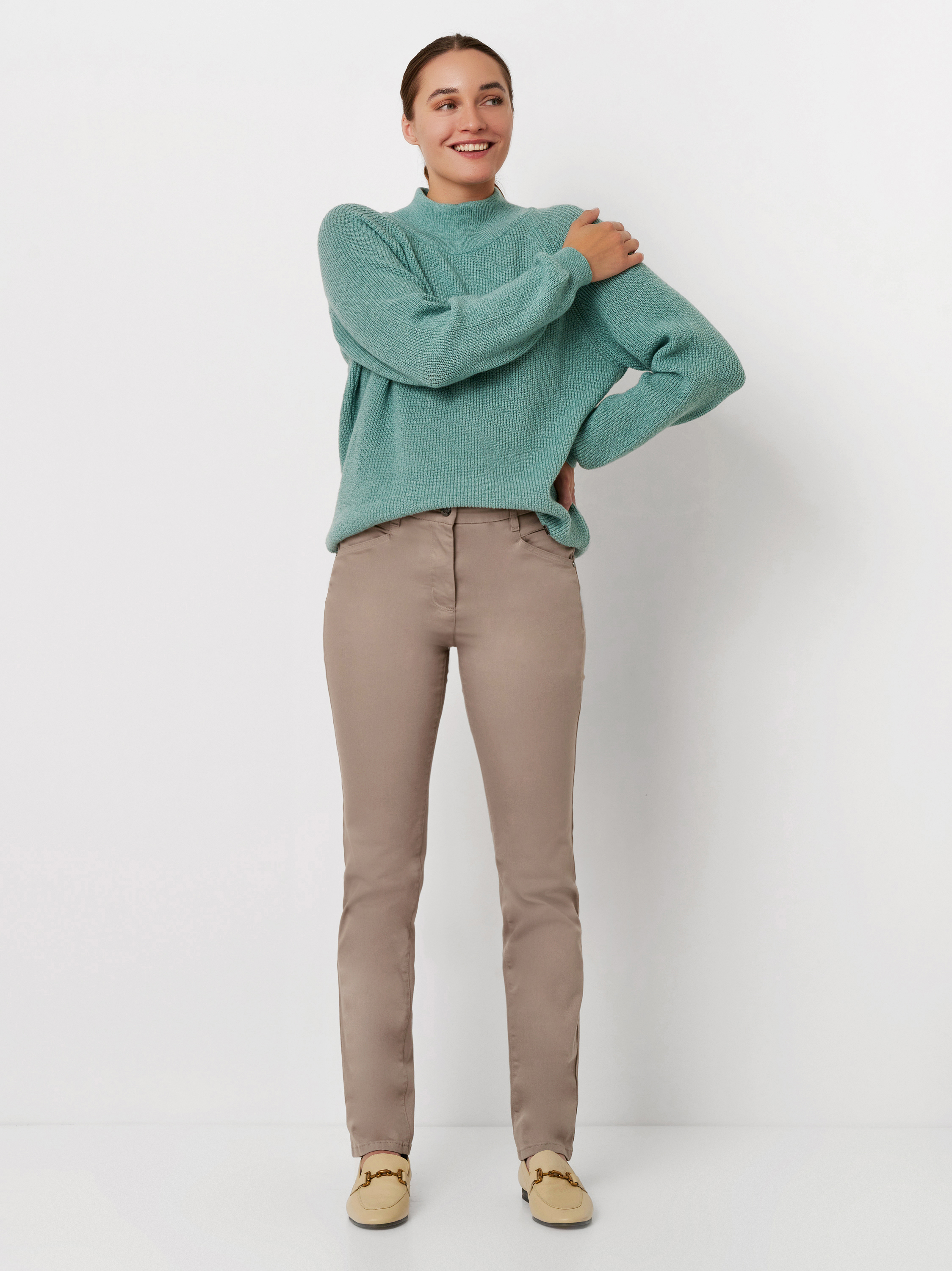 Slim-Fit mit hohem Bund | Style »be loved« taupe