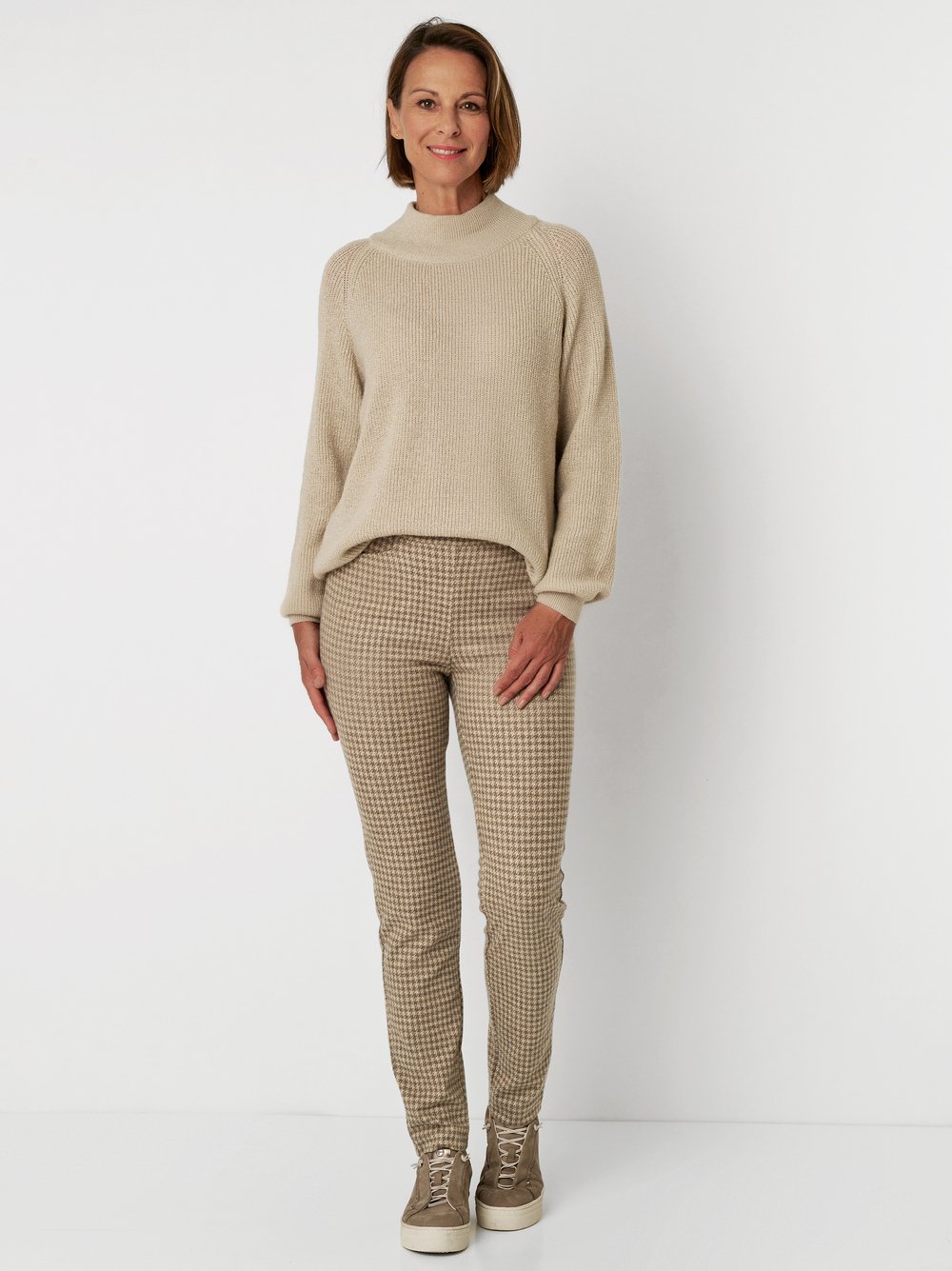 Samtweiche Hose mit Hahnentritt | Style »Alice« sand