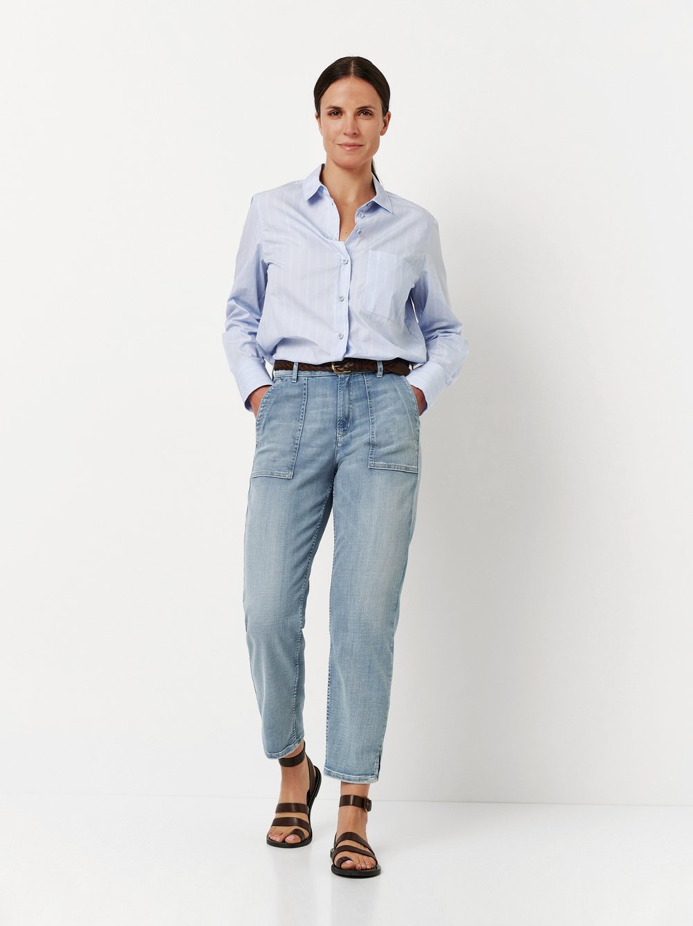 7/8-Jeans mit Rahmentaschen | Style »Liv« light blue