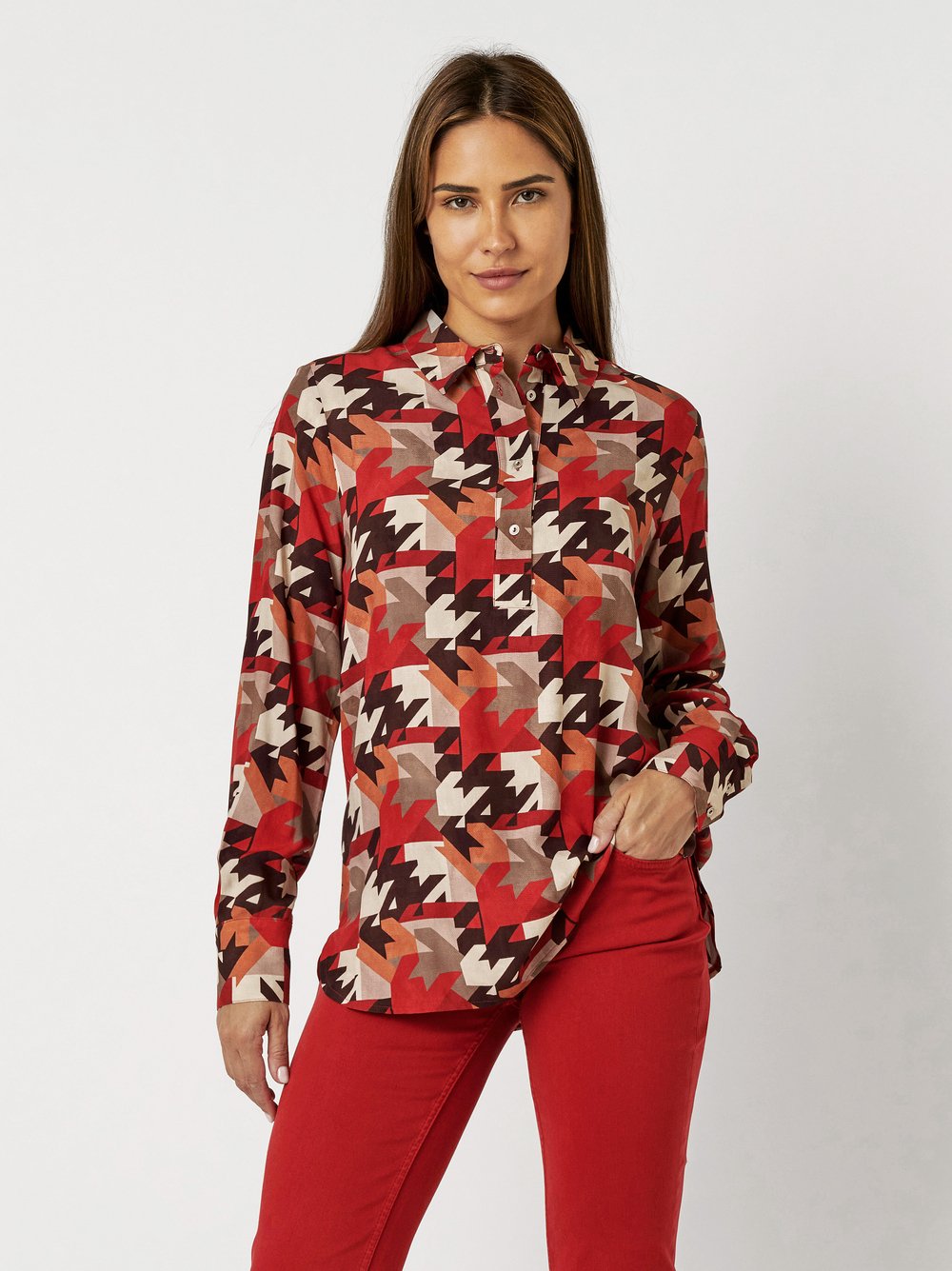 Bluse mit Hahnentritt | Style »Celina« multicolour red