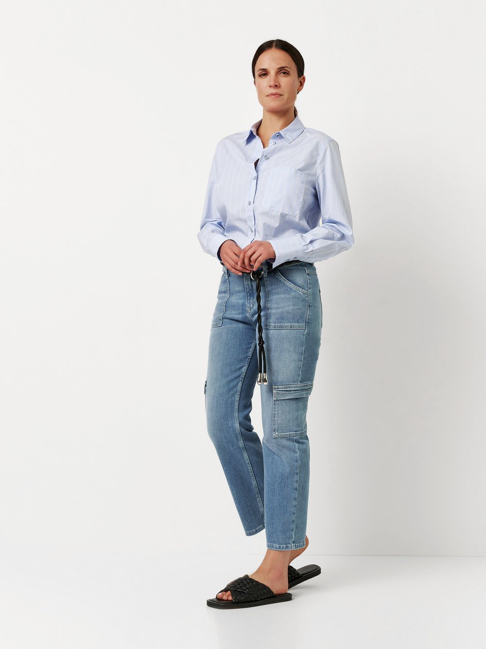 Cropped cargo jeans | Style »Ella« light blue