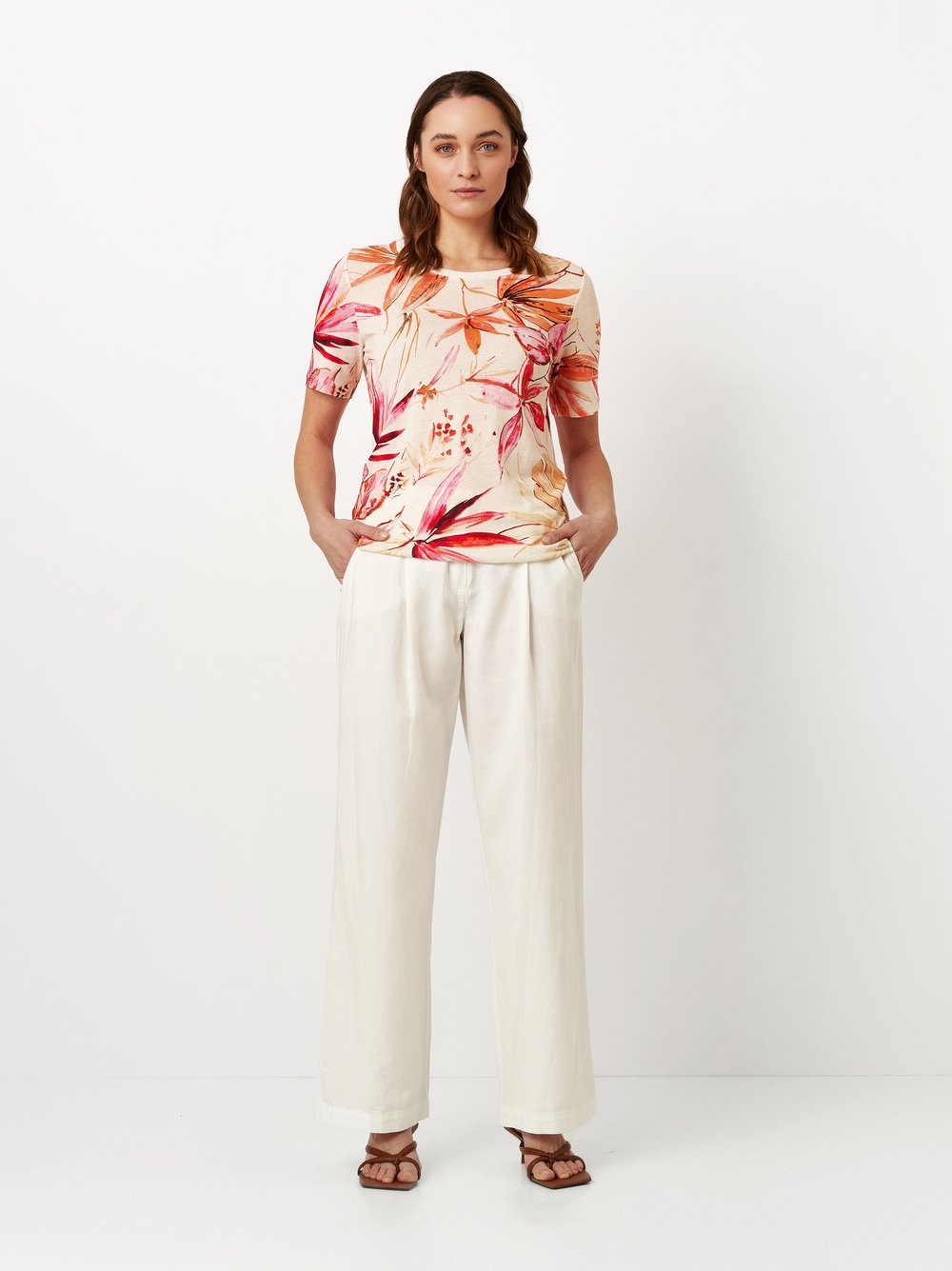 Linen pants with pleats | Style »Luisa« offwhite