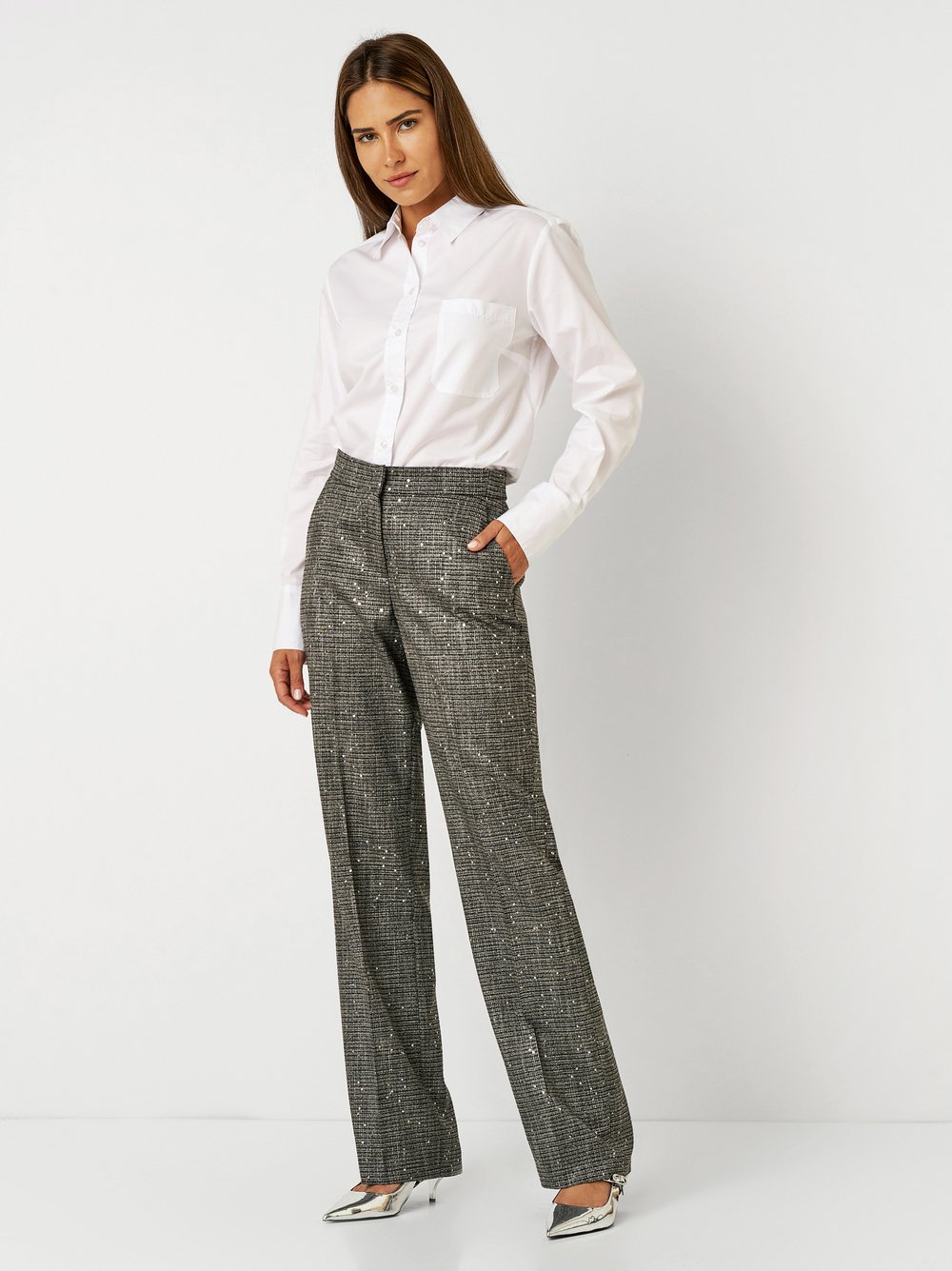 Glamorous trousers with sequins | Style »Luisa« silver/black