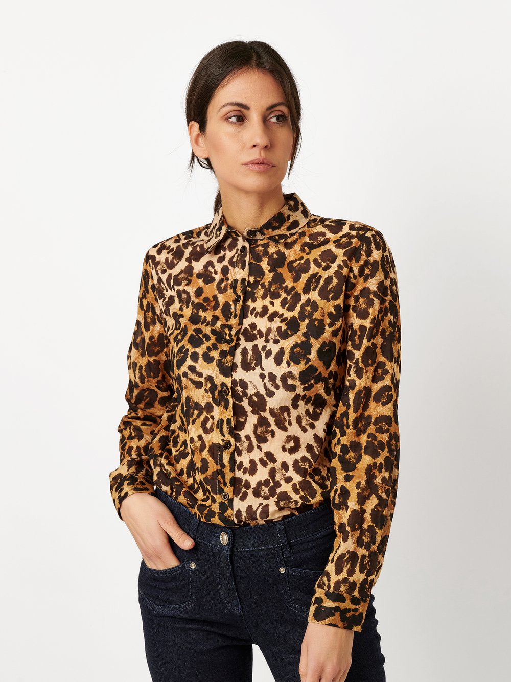 Bluse mit Leoprint | Style »Clay« brown