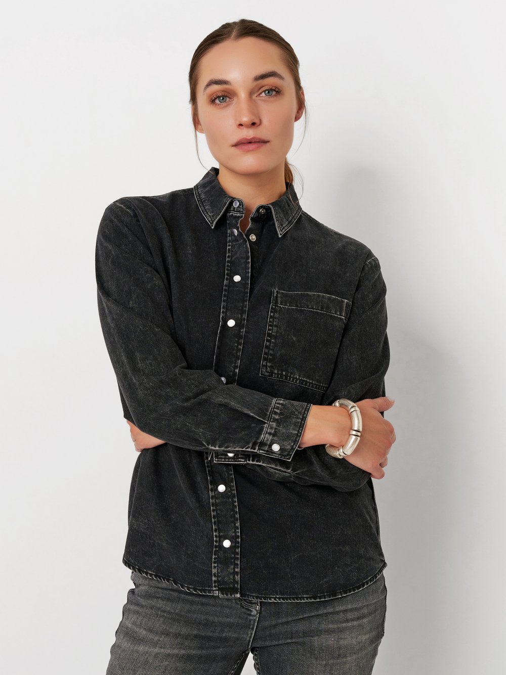 Casual denim blouse | Style »Clyde« dark grey