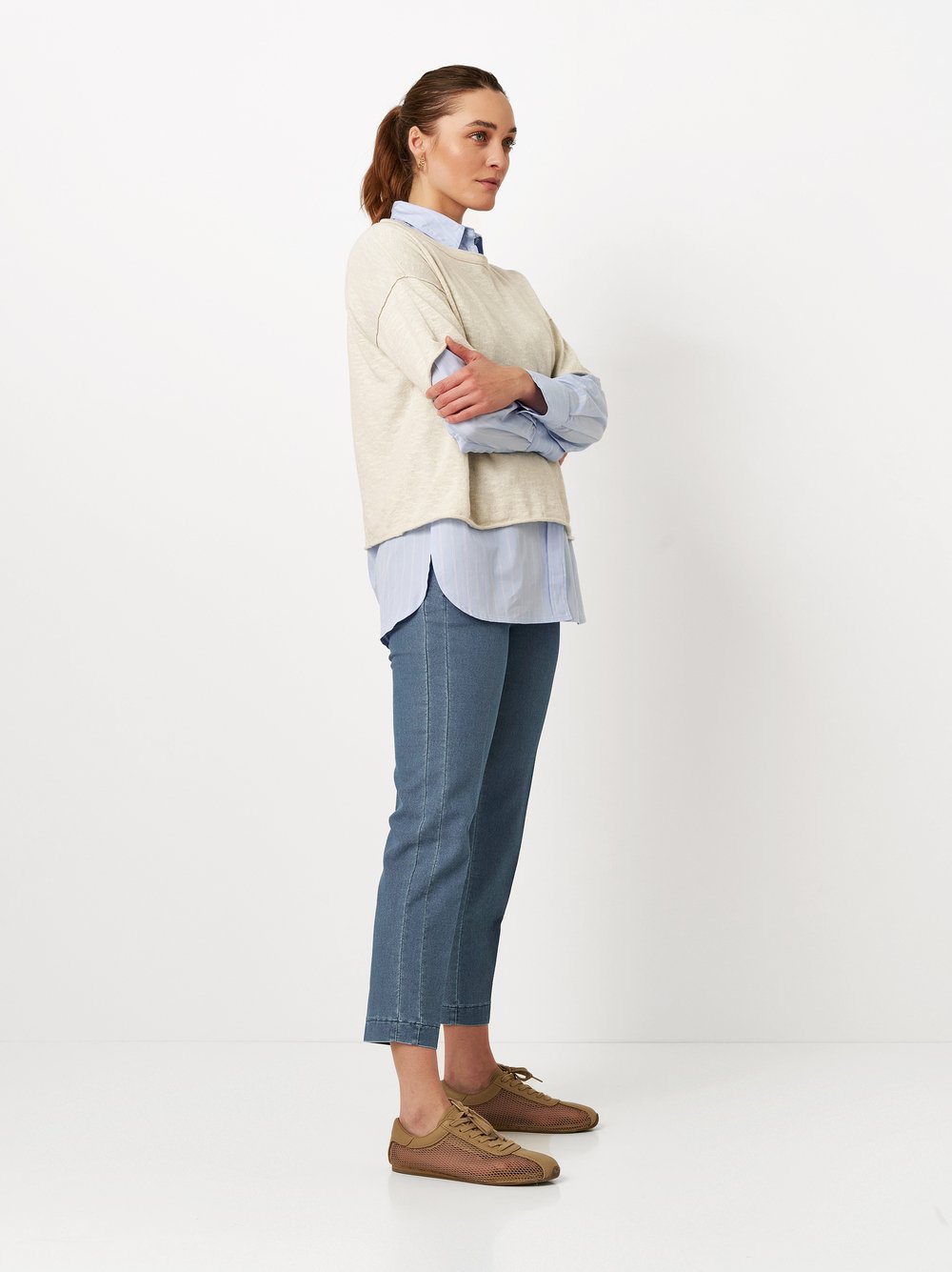 7/8 pants with zip pockets | Style »Sue« mid blue