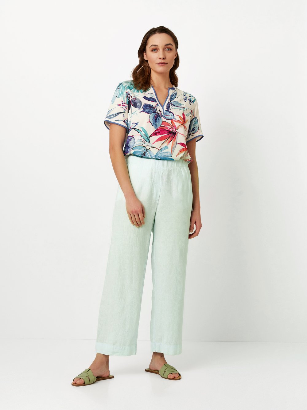 Wide leg linen pants | Style »Pia« mint