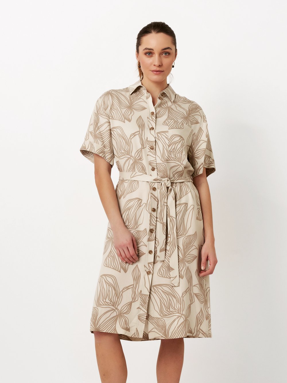 Blusenkleid mit Flowerprint | Style »Malia« beige/brown