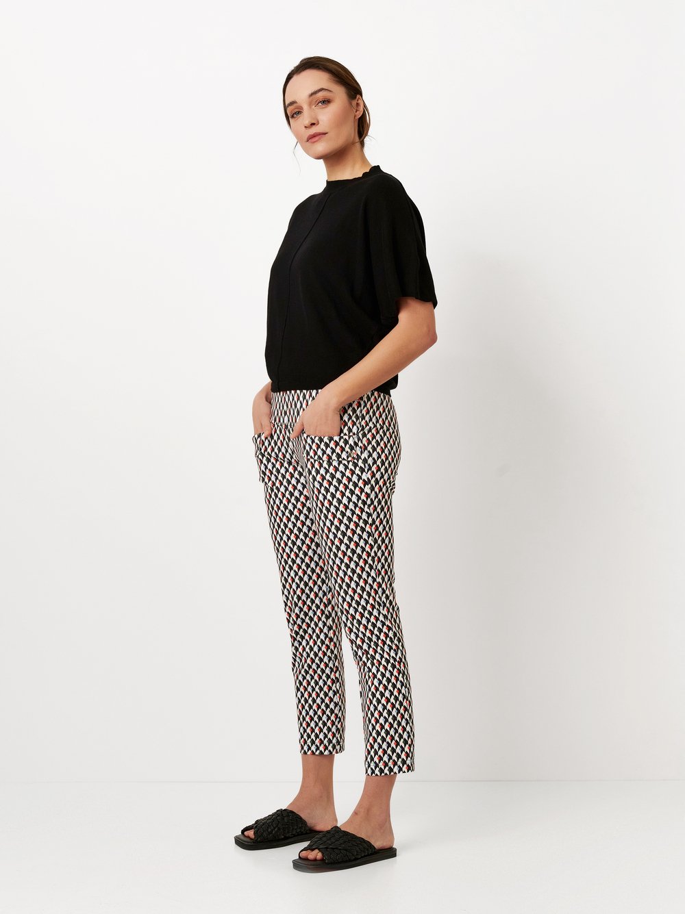 Gemusterte 7/8-Hose | Style »Jenny« black/white