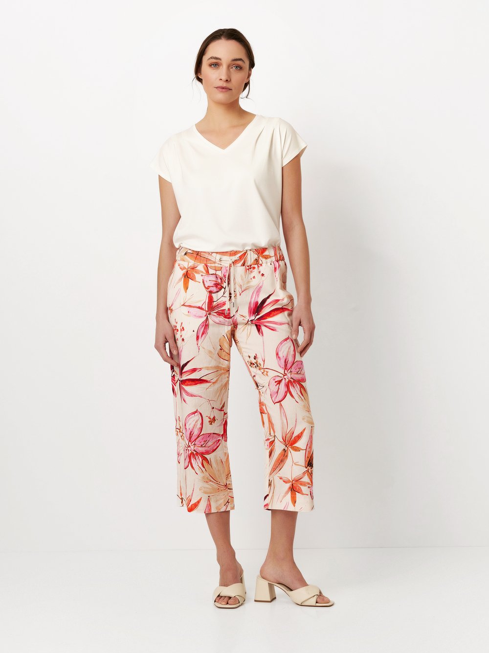 3/4-Leinenhose mit buntem Print | Style »Pia« multicolour pink