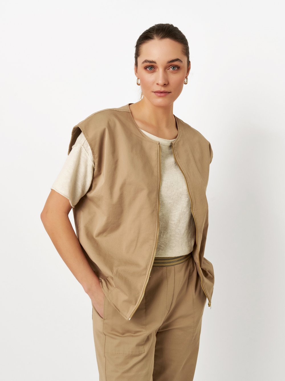 Weste mit Reißverschluss | Style »Bex« light brown